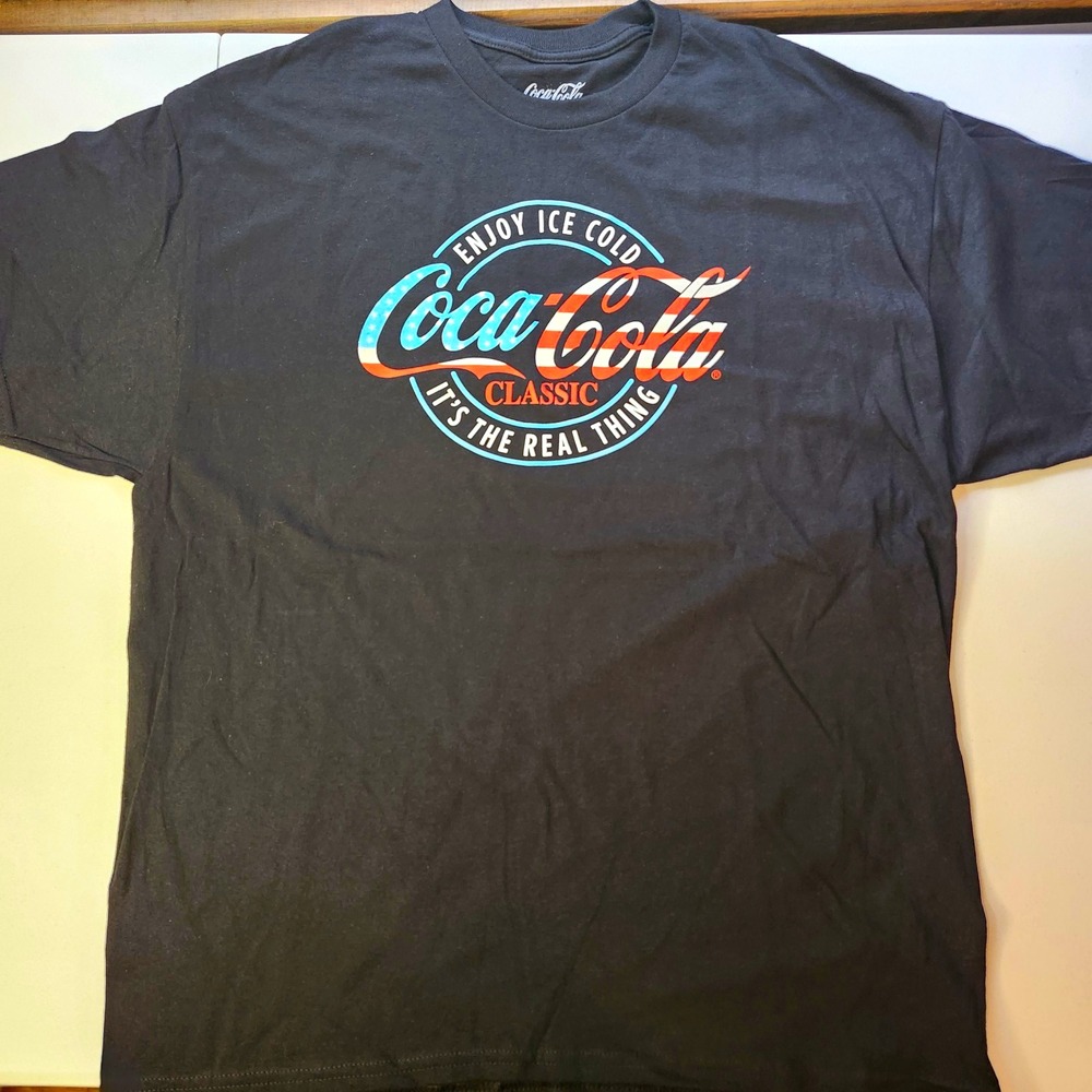 Coca-Cola Classic "Enjoy Ice Cold" Graphic Tee Shirt, Black, Soda Theme